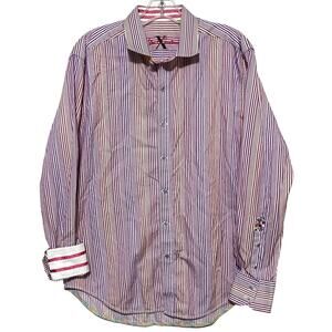 Robert Graham Striped Flip Cuff Button Shirt Men L Office Career Academia Casual